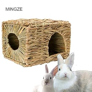 MINGZE Folding Straw House, Rabbit Grass House, para Rabbit Guinea Chinchilla Hurón, Multi-Utilidad, Comestible, No tóxico, Chew Toy para Animales pequeños