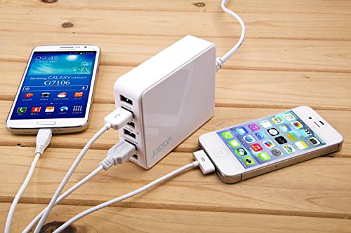 justopa® 6-Port USB Wall Charger Adapter 33 W Multi-Purpose Desktop/Travel Charging Station for iPhone, iPad, Samsung Galaxy, HTC, Nexus, Motorola, Smartphone, Android Tablets (White), [Import UK-] - 7