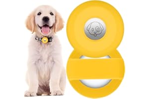 PKQTOP Pet Collar Holder for Airtag, Silicone Dog Collar Cover Compatible with Apple Airtag GPS Tracker, Waterproof Case for Cat Collar