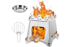 PLAPOT Hobo Fornello da campeggio a legna, in acciaio inox, pieghevole e antivento, per campeggio, per esterni, barbecue, escursionismo, campeggio