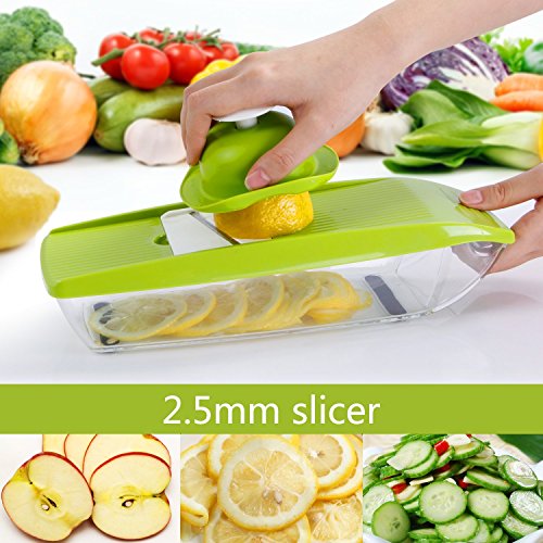 Saveur Royal® Mandoline Gemüse + extra-Handschuh Schnittwunden – Gemüseschneider mit 5 Klingen, Spiralschneider-Gemüse Gemüseschneider - 5