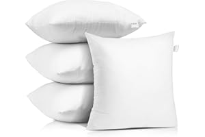 Nestl Plain Throw Pillows for Couch Sofa Bed, 28"x28" Inches Decorative Pillow Insert Square Throw Pillow Inserts 4 Pack Premium Down Alternative Polyester Cushion