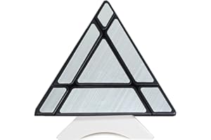 Oostifun FunnyGoo ShengShou 3x3 Miroir Pyraminx Pyramide Triangle Cubes de Puzzle Magiques Miroir Speed Puzzle Cube Noir Argent avec Un Support de Cube