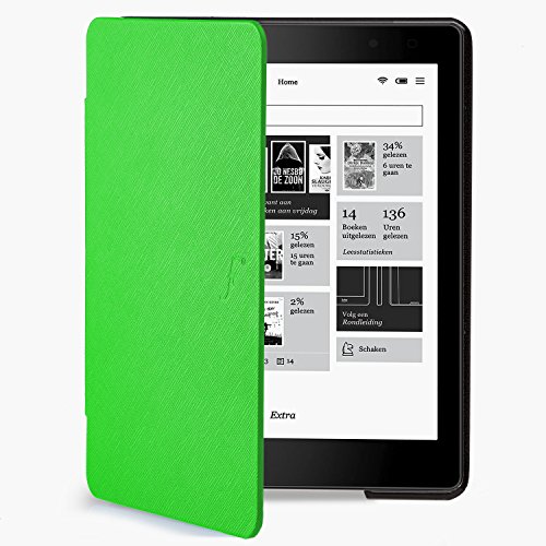 Forefront Cases Kobo Aura Edition 2  Modelo 2016  Funda Carcasa Stand Smart Case Cover     Ultra Delgado Ligera y Protecci  n Completa del Dispositivo con Funci  n Auto Sue  o   Estela   L  piz   ptico y Protector de Pantalla  VERDE 