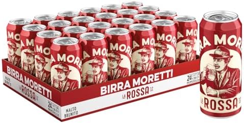 Birra Moretti La Rossa, Cassa con 24 Lattine da 50cl, Birra Bock a Bassa Fermentazione, Gusto Morbido e Pieno con un Retrogusto di Caramello e Liquirizia, Gradazione 7,2% Vol