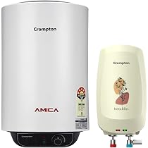 Buy Crompton Amica 25-L 5 Star Rated Storage Water Heater (Geyser) (Black u0026  White) u0026 Crompton InstaBliss 3-L Instant Water Heater (Geyser) with  Advanced 4 Level Safety Online at Low Prices in