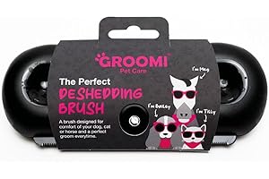 Groomi Deshedding & Grooming Brush for Dogs, Cats, Horses & Rabbits - Gentle & Effective Pet Grooming Tool, Wide Shallow Comb, Smooth Groomer