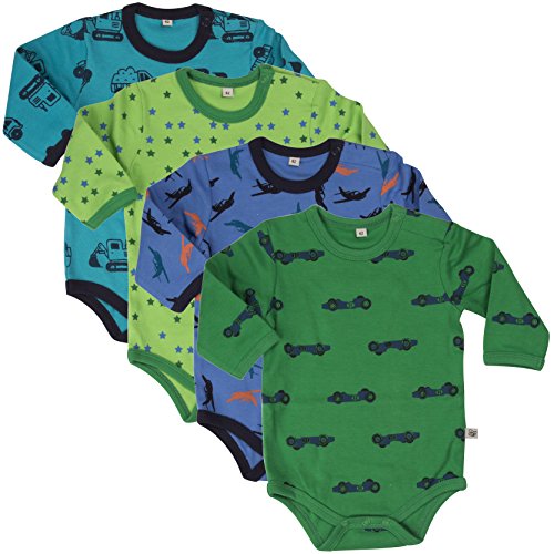 Pippi Baby Boys Body Long Sleeve AO Printed 4 Pack Polo Shirt, Blue (Dark Navy), 86 cm