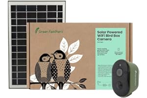 Green Feathers Battery Powered Solar Bird Box Camera With Wi-FI Connection, Outdoors Wildlife Camera for Bird Boxes (Solar Camera Only)