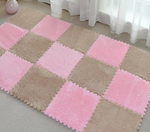WZG Baby Foam Play Crawling Mat 9PC Warm Plush EVA Splicing Foam Anti-Slip Tile Children's Chain Mat Carpet Bedroom Mat,Gray