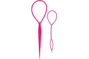 iTauyees 2 Piezas Herramientas para Cola de Caballo, Cabello Pull Aguja (Rojo Rosa)