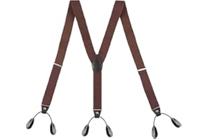 KLONKEE Men's Split Button Braces Y Shape Trimmed Button End Tuxedo Adjustable Straps Elastic Suspenders - 3.5 cm wide