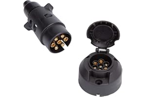ETUKER Enchufes de Remolque 7 Pines & Zócalo de Remolque 7 Pines, Conector Remolques 12V Impermeable Enchufe Zócalo Remolques 7 Pines, Adecuado para Caravana/RV/Barco/Remolque (Botas De Caucho)