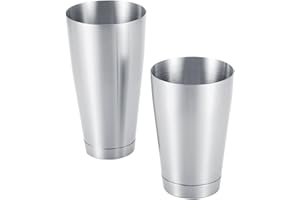‎DUOKON Boston Shaker, Ein Set Shaker Cocktail Boston Shaker Glas Edelstahl robustes und langlebiges Cocktailglas Shaker Bar Haushalts-Küchenwerkzeug für Bar Zuhause und Party(silber)