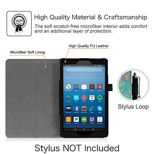 Fintie Folio Hülle für Amazon Fire HD 8-Hülle (8-Zoll-Tablet, 7. Generation – 2017) – Premium Kunstleder Schutzhülle Tasche mit Standfunktion, Jade - 4