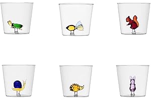 Ichendorf Set 6 Bicchieri da Acqua Decorati Animali Animal Farm Fantasia Terra Mare