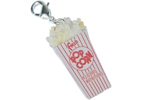 Miniblings Popcorn Pop Corn Tüte Charm Pop Mais weiß rot - Handmade Modeschmuck I Kettenanhänger versilbert - Bettelanhänger Bettelarmband - Anhänger für Armband