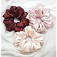 Atrube's Women Large Scrunchie Set of 3 XL Scrunchies| 3 Pcs Extra Large Oversized Scrunchies - Silk Satin Scrunchies for Hair - Jumbo Scrunchies for Thick Hair- Silk hair ties for Women , girls, lady and children