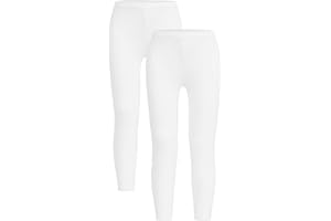 LISTERS SCHOOLWEAR 2PK Girls Plain Leggings 100% Cotton Added Stretch 2-16 Years School Black Green Brown Blue Grey Red