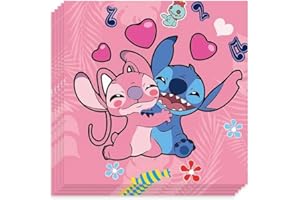 MADEOKOLTD Pink Lilo and Stitch Birthday Party Supplies Angel Kids Girls Tableware Decor (Napkins)