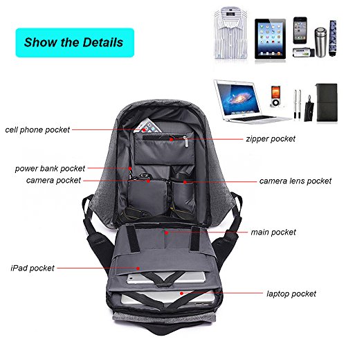 HongyuTing Laptop Rucksack mit USB Port Wasserdichte Business Reise Schulrucksack für MacBook Pro 14 Zoll - 4