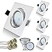 Produktbild HiBay Eckig Einbaustrahler Set 4 x Einbauspot GU10 LED 5W 18PCS High Power LEDs SMD Weiß Einbauleuchten Schwenkbar Einbaurahmen Naturalweiß Strahler,2 Jahre Garantie