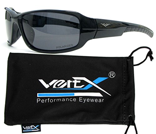 VertX hombres polarizan gafas de sol deporte ciclismo al aire libre - Marco negro brillante - lente humo