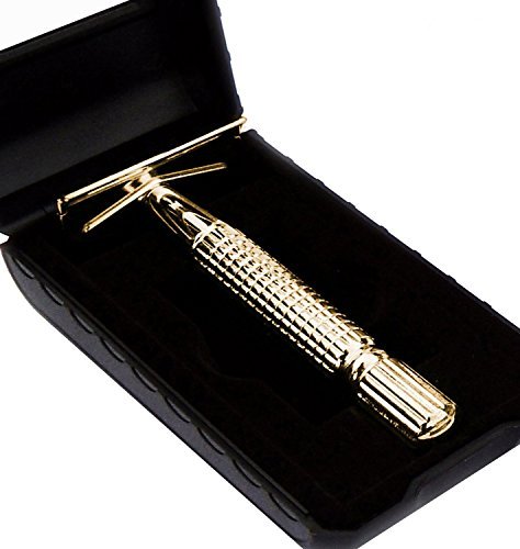 Jagen David ® E01 - Double Edge Razor Safety Razor Fits All Double Edge Razor Blades unique Christmas gift for him (Gold)