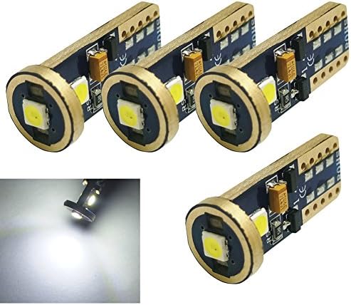 T10 3-3030 SMD LED White Lights High Power 168 194 2825 LED Car Interior, Number Plate, Boot Light Bulbs (Pack of 4)