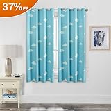 H.Versailtex Druckmuster Verdunklungsvorhänge, Vorhänge Blickdicht mit Ösen 2 Stück 175 CM x 140 CM (H x B), 2er-Set, Himmel blau Wolke