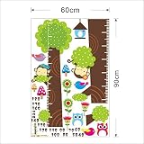 Missley bnehmbares wiederverwandbares Körpergröße Wandbild in Tier Stil Serie Cartoon Animal Wallsticker Wandtattoo für Kinder Messlatte Messen Aufkleber für Wohnzimmer und Kinderzimmer Deko Wandpapier in verschiedene Größe und Motive (Affe Eule und Grün Baum)(81*144) - 3