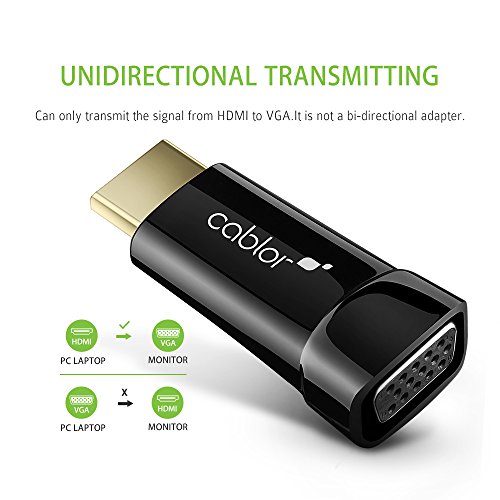 HDMI auf VGA, Cablor Vergoldet 1080P HDMI zu VGA Konverter Adapter mit Micro USB Power Kabel für Apple TV, Sony Computer, Macbook Pro, Raspberry Pi, Chromebook,Roku streaming media player usw. - 3