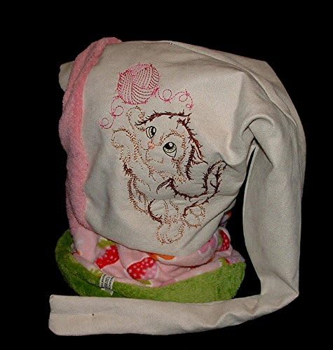 LunaChild warm hat head circumference 52 53 54 55 56 cat cream pink kitten fleece winter