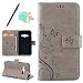 Produktbild Uposao Grau PU Lederhülle Für Samsung Galaxy Xcover 3 G388F Hülle Handyhülle Druck Schmetterling Totem Muster Flip Case Ledertasche Book Type Wallet Backcover Klapphülle Brieftasche und Magnetverschluss Schutzhülle mit Eingabestift Stylus Pen, Blau Blumen Staub-Stecker