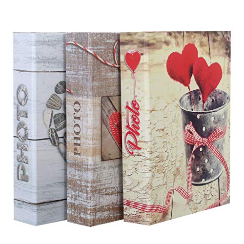 LC DISTRIBUTION Album Photo à Pochettes pour 200 Photos (Coeur Gris Marron Beige)