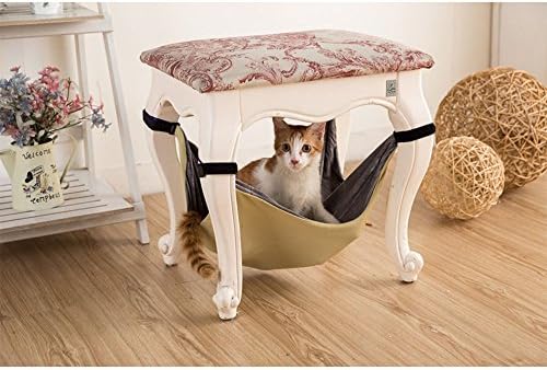Nopson Cat Hammock Under Chair Cat Hammock Blanket Bed Cat Hammock Bed Hanging Soft Pet Bed for Rabbit/ Ferret /Rat/Small Dogs or Small Pet, Khaki