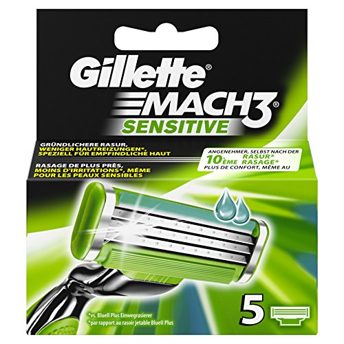 Gillette Mach3 Sensitive Rasierklingen Für Männer, 5 Stück