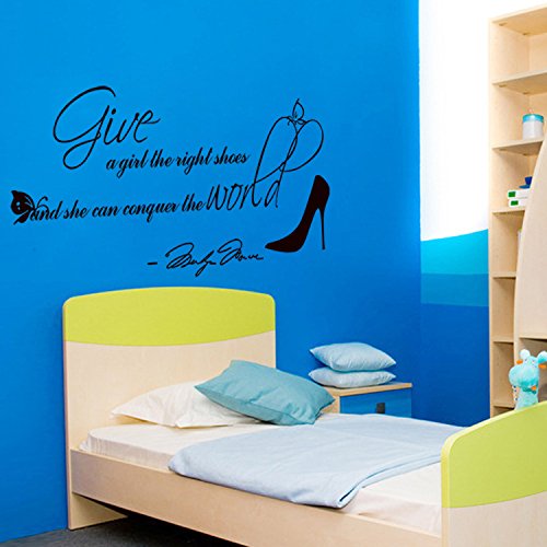 ufengke® „Give A Girl The Right Shoes And She Can Conquer The World“ Zitate und Sprüche Wandsticker, Wohnzimmer Schlafzimmer Entfernbare Wandtattoos Wandbilder - 2
