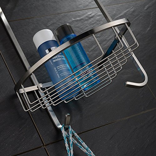 Konhard CS002 Wandkorb aus gebürstetem Edelstahl, für Badezimmer und Dusche, 2-stöckig. - 7