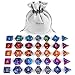 Produktbild iBaseToy Zweifarbige Polyedrische Würfel, D&D Würfel Set mit Beutel, 5x7 Würfel Set für Dungeons & Dragons Spiel DND RPG MTG D20 D12 D10 D8 D4 D% Brettspiel Spielzeug Geschenk