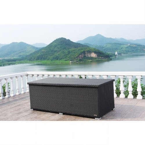 OUTFLEXX praktische Kissenbox aus widerstandsfähigem Poly-Rattan in schwarz mit Gasdruckfedern und Innenbezug, 204 x 94 x 75 cm, Gartentruhe Universalbox Aufbewahrungsbox Kissentruhe, wetterfest - 2