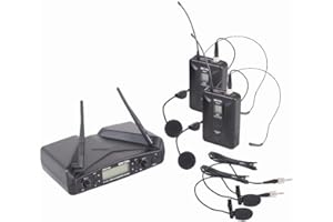 PROEL EIKON WM700DH (DUAL) - Coppia microfoni wireless ad Archetto per karaoke, canto e live, Nero