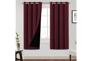 BellaHills 100% Verdunkelung Vorhang Blickdicht Gardienen Verdunklungsvorhänge mit Ösen Gardinen Blickdicht Thermovorhänge, H 175xB140cm, Burgundisch