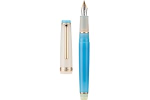 erofa Jinhao 82 - Penna stilografica, pennino extra fine con finiture dorate, corpo trasparente bianco e blu con convertitore (3HJ1GMKMR6)