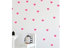 StickerDeen | Heart Shape Decoration Removable Wall Art Vinyl Decal Stickers | (Pack of 80) (Baby Pink)
