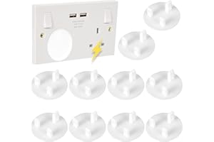 [21 Packs-Upgrade] BYETOO Baby Proofing UK Socket Plug Covers,White Outlet Covers Safety Socket Covers Protectors Child Proof Electrical Protectors for Child Baby Home and School (White)