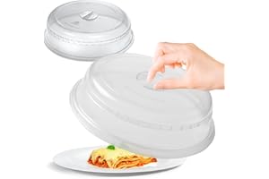 BARGAINS-GALORE Set Of 2 Microwave Food Cover - Warming Plate, Microwave Protection | Splatter Cover With Grip Handle, Plastic Dish Lead, Heat Resistant, Transparent | Suitable For Plates and Bowls