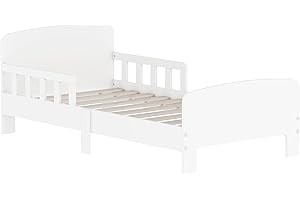 AIYAPLAY Letto Montessori per Bambini 3-8 Anni in Legno FSC, 140x70 cm Lettino Basso con Sponde Laterali e Bordi Lisci, Letto Singolo Bambino per Cameretta, Bianco