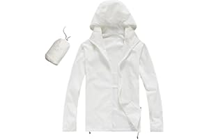 MODAWORLD Quick-Drying Rain Jacket Women's Waterproof Windproof Breathable Raincoat Rain Parka with Hood Lightweight Thin Windbreaker Transition Jacket Transition Bicycle Sports Wind Jacket Trench Coat