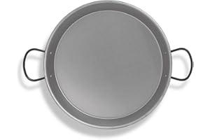 VAELLO CAMPOS S. L. La Valenciana Poêle à Paella en Acier Poli Compatible Plaque à Induction Poignées en céramique Noir 30 cm